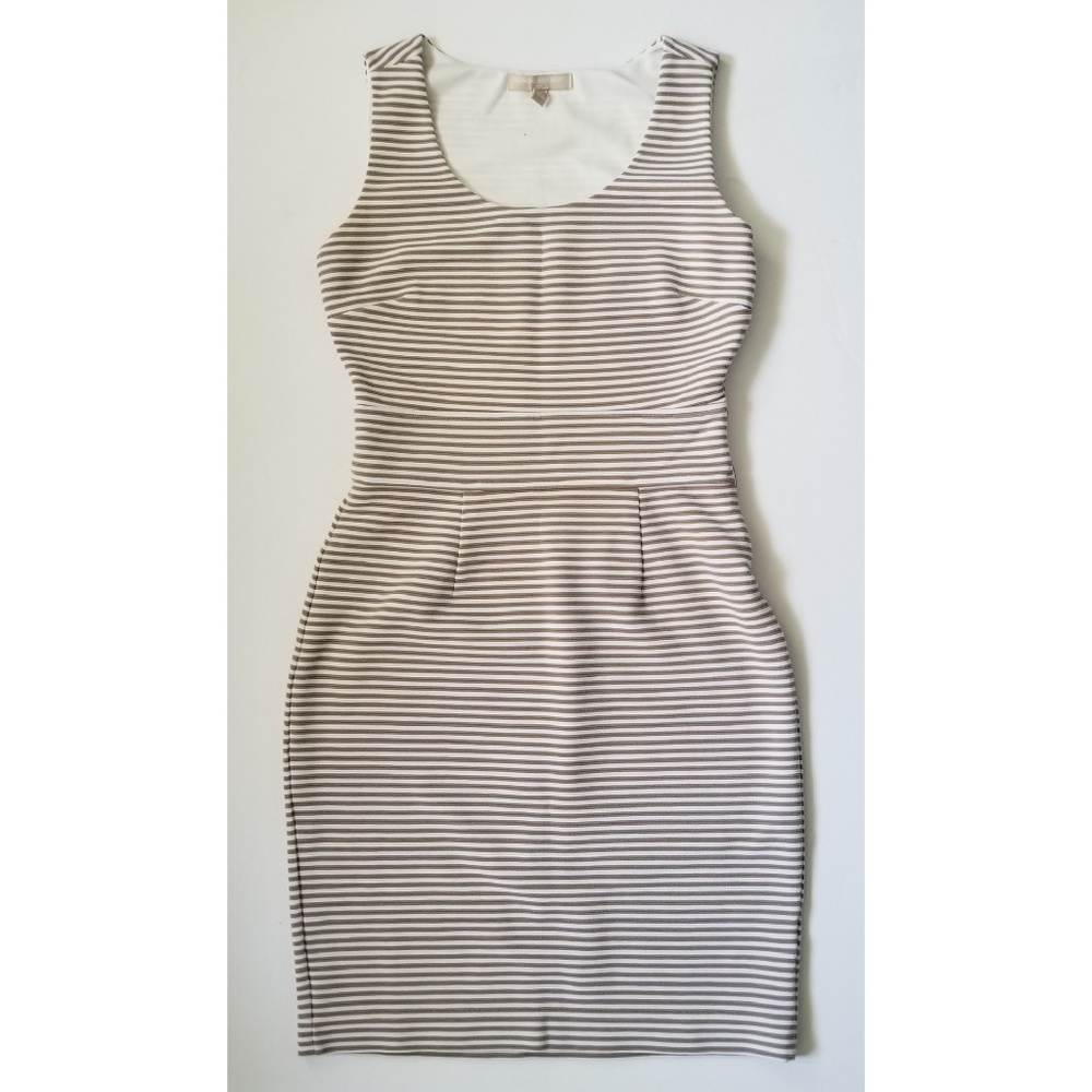 BANANA REPUBLIC Striped Knit Dress - Khaki/Wht 0